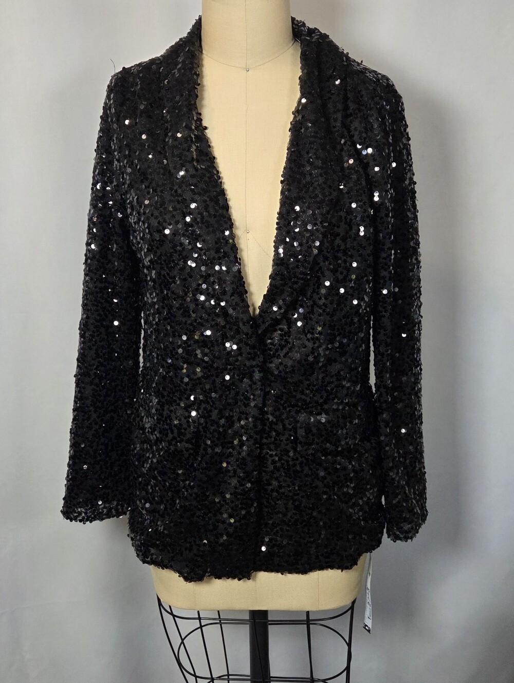 Sincerely Jules Black Sequin Women's Blazer Jacket Size Medium